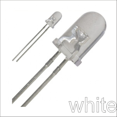 Led 5mm 60 μοιρων λευκό ψυχρό clear